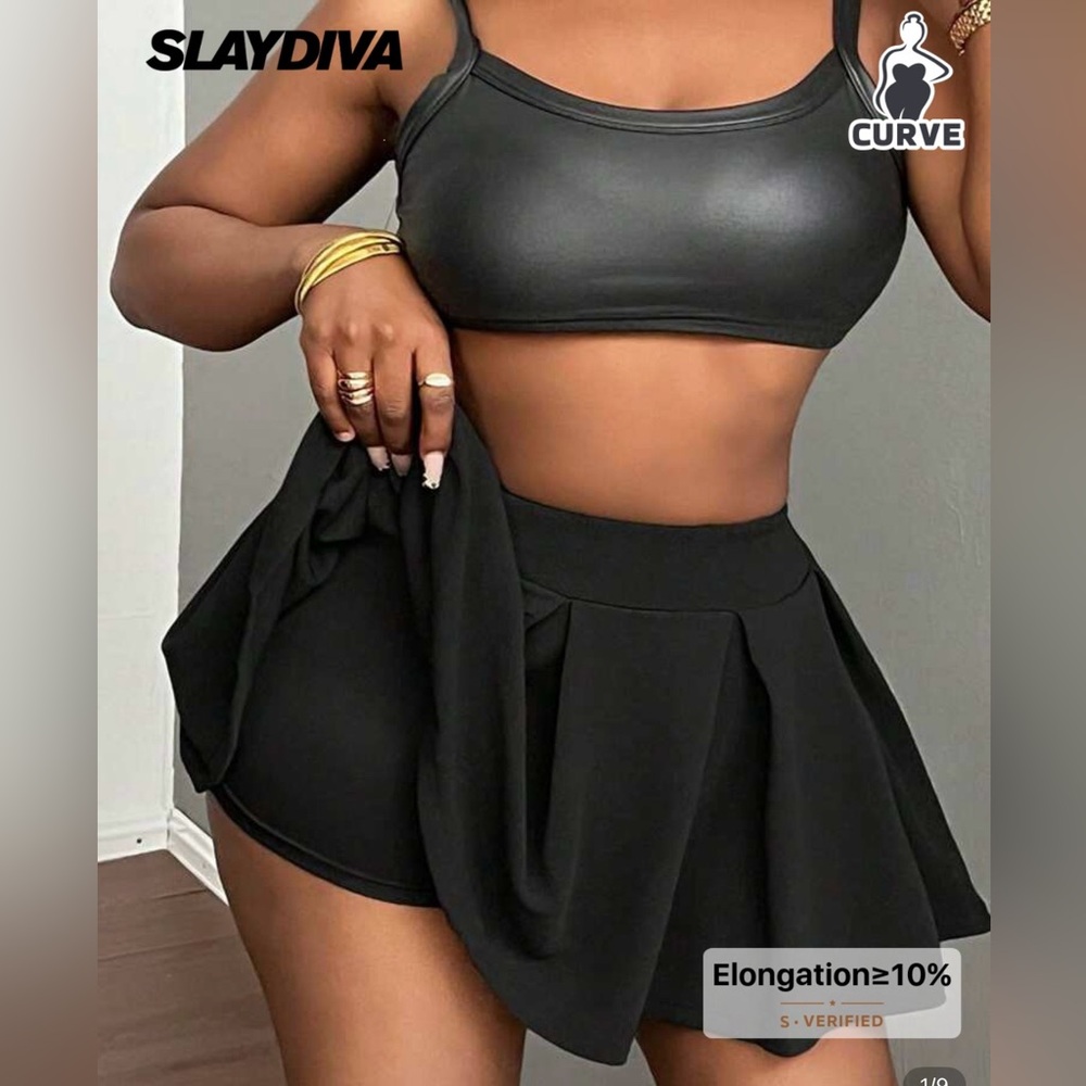 Plus Size SHEIN 2XL Black Skort – Flowy Pleated Style